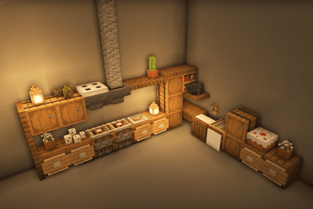 Simple Corner Kitchen Minecraft Kitchen Ideas 1024x685 